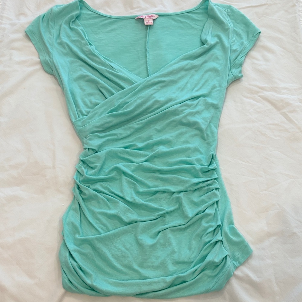 Candi’s Mint Green Rouched Women's S Top